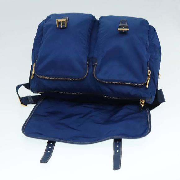 PRADA Shoulder Bag Nylon Blue Gold Auth 90221 - Picture 9 of 16